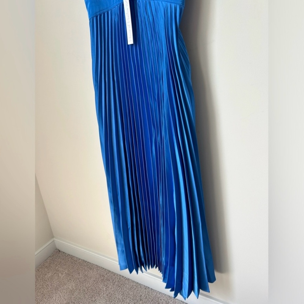 Blue Pleated Midi Dress - Picture 3 of 4